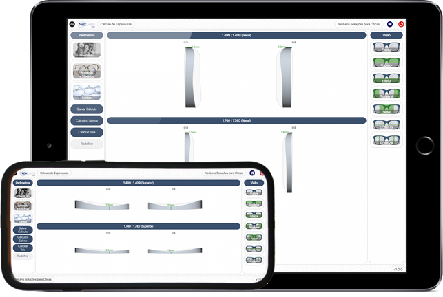 NexLens Calc app interface on a smartphone